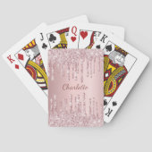 Blush roze druppels monogram naam script pokerkaarten (Achterkant)