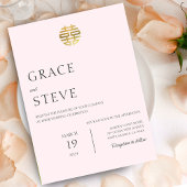 Blush Roze Dubbel Geluk Chinees Koreaans Bruiloft Kaart