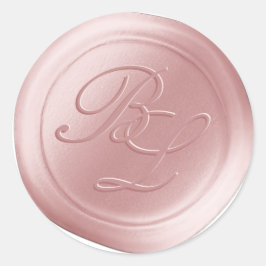 Blush Roze Dubbele Monogram Faux Wax Seal Stickers