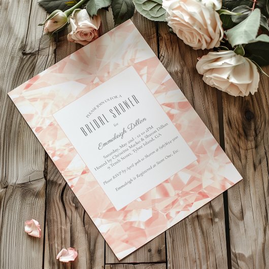 Blush Roze Edelsteen Gesneden Bruiloft Feest Kaart