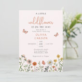 Blush Roze Een kleine wilde bloem Baby shower Kaart (Staand voorkant)