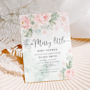 Blush roze een Merry Little Baby shower Kaart