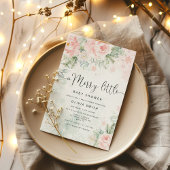 Blush roze een Merry Little Baby shower Kaart