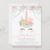 Blush roze eenhoorn meisje Baby shower Kaart (Voorkant)