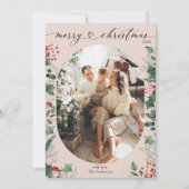 Blush Roze Eenvoudig 1 Foto Merry Christmas Kaart (Voorkant)