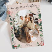 Blush Roze Eenvoudig 1 Foto Merry Christmas Kaart