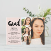 Blush roze eenvoudig Afstudeerder script 4 foto's  Kaart (Staand voorkant)