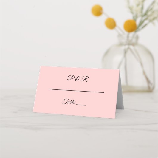 Blush Roze Eenvoudig Gestileerde Script Bruiloft Plaatskaartje (Voorkant)