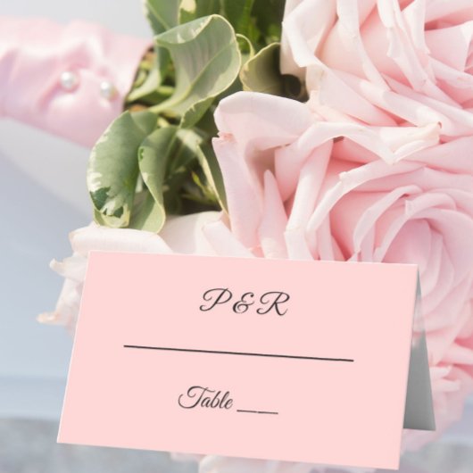 Blush Roze Eenvoudig Gestileerde Script Bruiloft Plaatskaartje