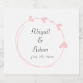 Blush Roze Eenvoudig Hart Krans Bruiloft Sparkling Wijnetiket (Enkel label)