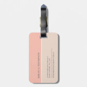 Blush roze | Eenvoudig kleurenblok Monogram Floral Bagagelabel (Achterkant verticaal)