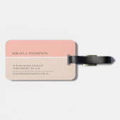 Blush roze | Eenvoudig kleurenblok Monogram Floral Bagagelabel (Achterkant horizontaal)