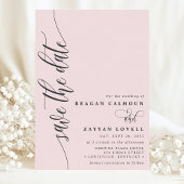 Blush Roze Eenvoudig Modern Script Save The Date