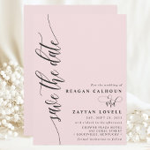 Blush Roze Eenvoudig Modern Script Save The Date
