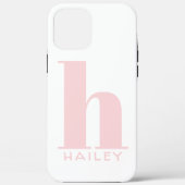 Blush Roze Eenvoudig monogram en naam Case-Mate iPhone Case (Achterkant)