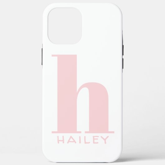 Blush Roze Eenvoudig monogram en naam Case-Mate iPhone Case (Achterkant)