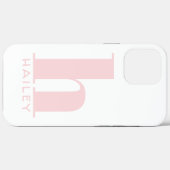 Blush Roze Eenvoudig monogram en naam Case-Mate iPhone Case (Achterkant (horizontaal))