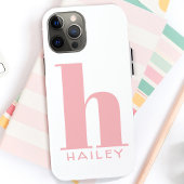 Blush Roze Eenvoudig monogram en naam Case-Mate iPhone Case
