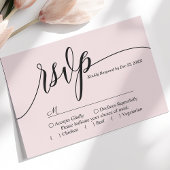 Blush Roze Eenvoudig Script Bruiloft RSVP Kaart
