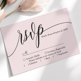 Blush Roze Eenvoudig Script Bruiloft RSVP Kaart