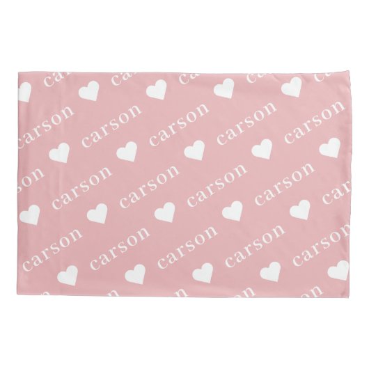 Blush roze Eenvoudige, aangepaste herhalingsnaam Kussensloop (Achterkant)