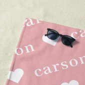 Blush roze Eenvoudige, aangepaste herhalingsnaam Strandlaken (In situ)