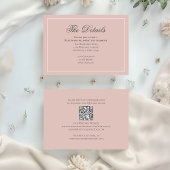 Blush Roze Eenvoudige details Trouwen Informatiekaartje