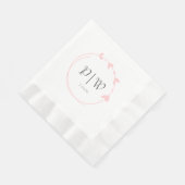 Blush Roze Eenvoudige Hart Krans Monogram Huwelijk Servet (Hoek)