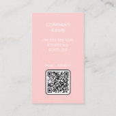 Blush Roze Eenvoudige Logo QR Code Visitekaartje (Achterkant)