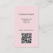 Blush Roze Eenvoudige Logo QR Code Visitekaartje (Achterkant)
