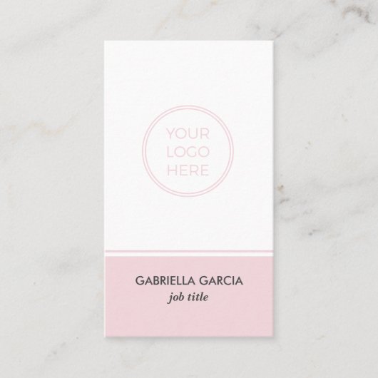 Blush Roze Eenvoudige Logo QR Code Visitekaartje (Voorkant)