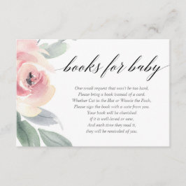 Blush roze eenvoudige meisje baby shower boek aanv informatiekaartje