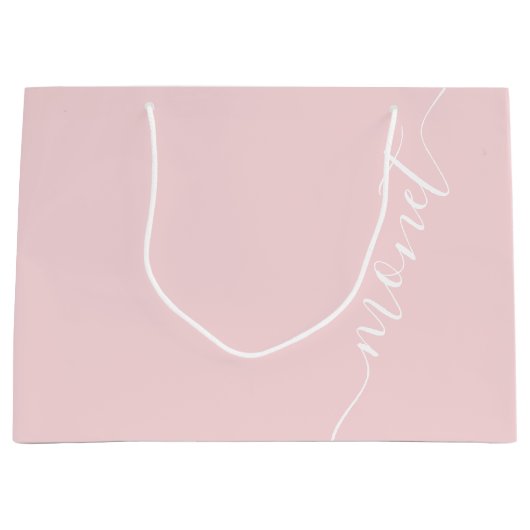 Blush Roze Eenvoudige Script Naam Bruidsmeisje Groot Cadeauzakje (Voorkant)