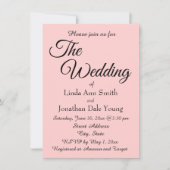 Blush Roze Eenvoudige Stijl Bruiloft Kaart (Voorkant)