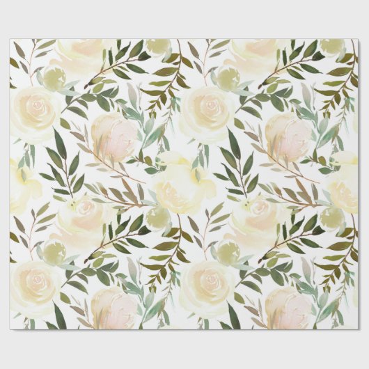 Blush roze eiwit Waterverf bloemen Cadeaupapier (Vlak)