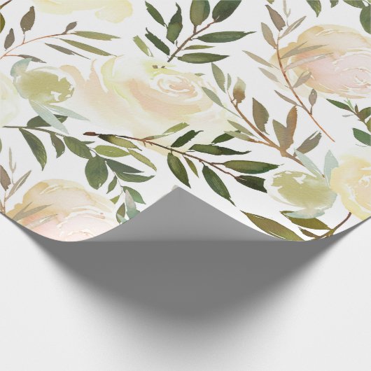 Blush roze eiwit Waterverf bloemen Cadeaupapier (Hoek)