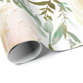 Blush roze eiwit Waterverf bloemen Cadeaupapier (Rol Hoek)