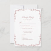 Blush Roze Elegant Bloemen Bruiloft RSVP Kaartje (Voorkant)