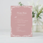 Blush Roze Elegant  Bloemen Bruiloft RSVP Kaartje (Staand voorkant)