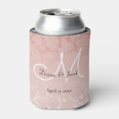 Blush Roze Elegant Bruiloft Monogram Koelbox Blikjeskoeler (Blikje Voorkant)