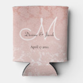 Blush Roze Elegant Bruiloft Monogram Koelbox Blikjeskoeler (Voorkant)