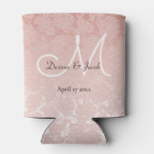 Blush Roze Elegant Bruiloft Monogram Koelbox Blikjeskoeler (Achterkant)