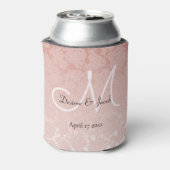 Blush Roze Elegant Bruiloft Monogram Koelbox Blikjeskoeler (Blikje Achterkant)