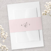 Blush Roze Elegant Eenvoudig Monogram Bruiloft Uitnodigingen Wikkel
