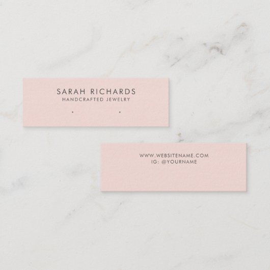 Blush Roze Elegant en Eenvoudige Vertoning Oorbel Mini Visitekaartje (Voorkant / Achterkant)