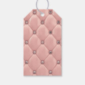 Blush roze elegant gebofte metalen lederen veer cadeaulabel (Voorkant)