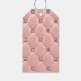 Blush roze elegant gebofte metalen lederen veer cadeaulabel