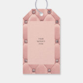 Blush roze elegant gebofte metalen lederen veer cadeaulabel (Achterkant)