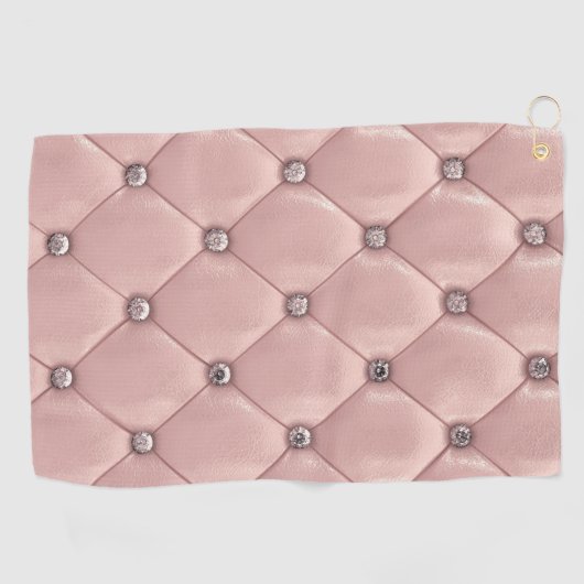 Blush roze elegant gelooid metallisch leder uitzie golfhanddoek (Horizontaal)