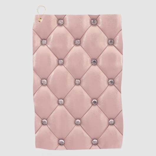 Blush roze elegant gelooid metallisch leder uitzie golfhanddoek (Voorkant)